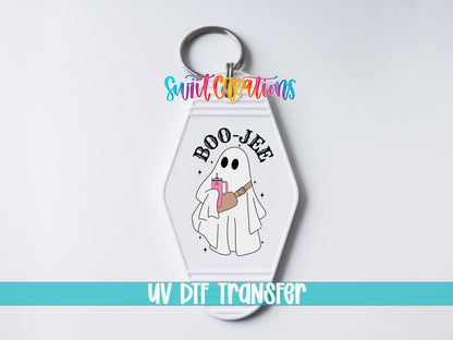Cute Boo Jee Ghost Motel Keychain UV DTF Transfer | MK458 - Swiit Creations