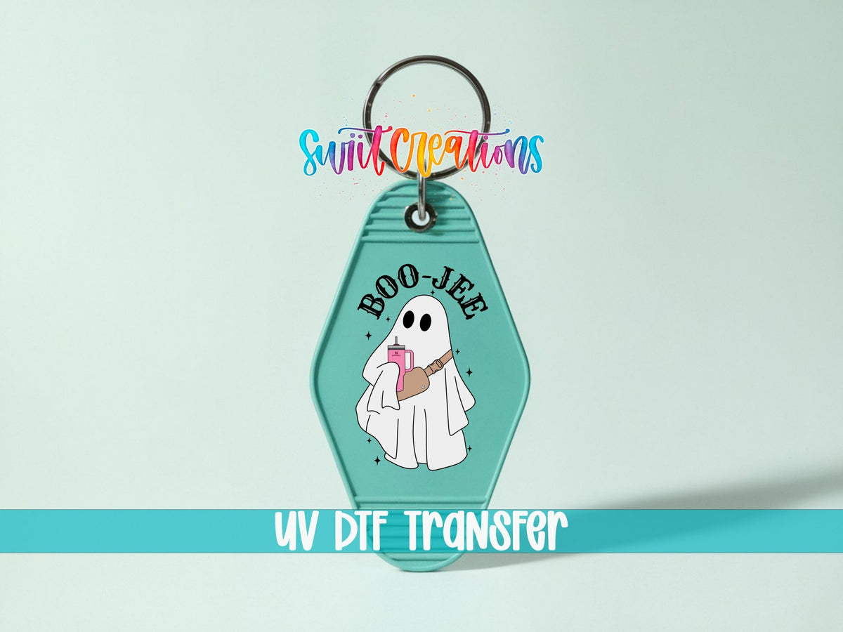 Cute Boo Jee Ghost Motel Keychain UV DTF Transfer | MK458 - Swiit Creations