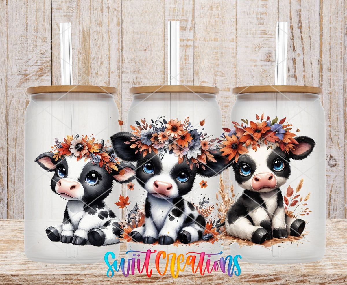Cute Cow UV DTF Transfer Tumbler Wrap Floral Baby Calf Farm Style | DTF318 - Swiit Creations