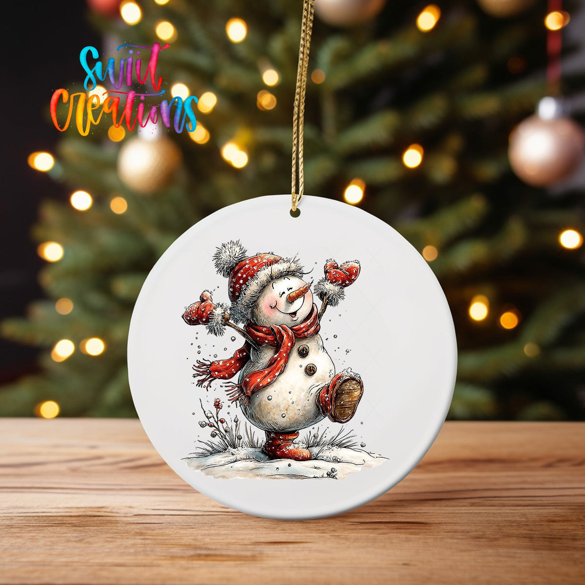 Cute Dancing Snowman UV DTF Ornament Transfer | O-1839 - Swiit Creations