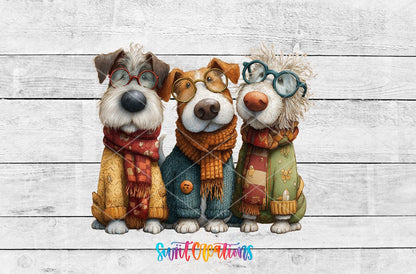 Cute Dogs UV DTF transfer shown as a full artwork preview from Swiit Creations