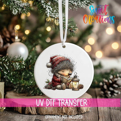 Cute Hedgehog Reading By Lantern UV DTF Ornament Transfer | O-1859 - Swiit Creations