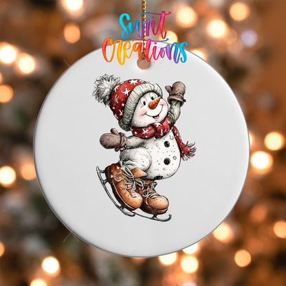 Cute Ice Skating Snowman UV DTF Ornament Transfer | O-1823 - Swiit Creations