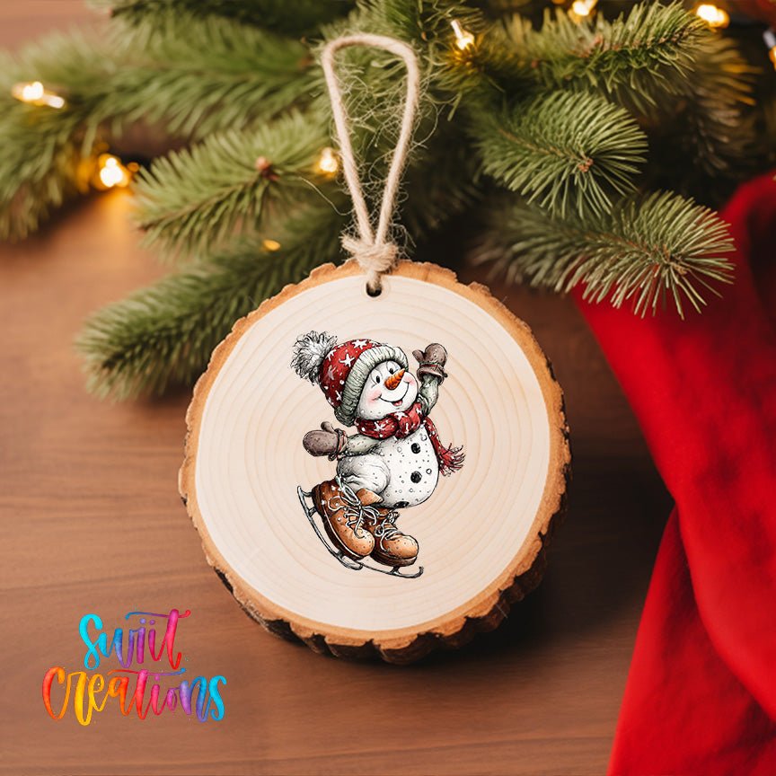 Cute Ice Skating Snowman UV DTF Ornament Transfer | O-1823 - Swiit Creations