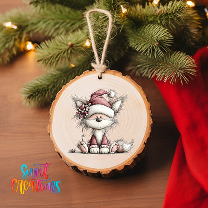 Cute Pink Fox In Santa Hat UV DTF Ornament Transfer | O-1941 - Swiit Creations