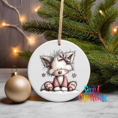 Cute Pink Fox With Bow UV DTF Ornament Transfer | O-1940 - Swiit Creations
