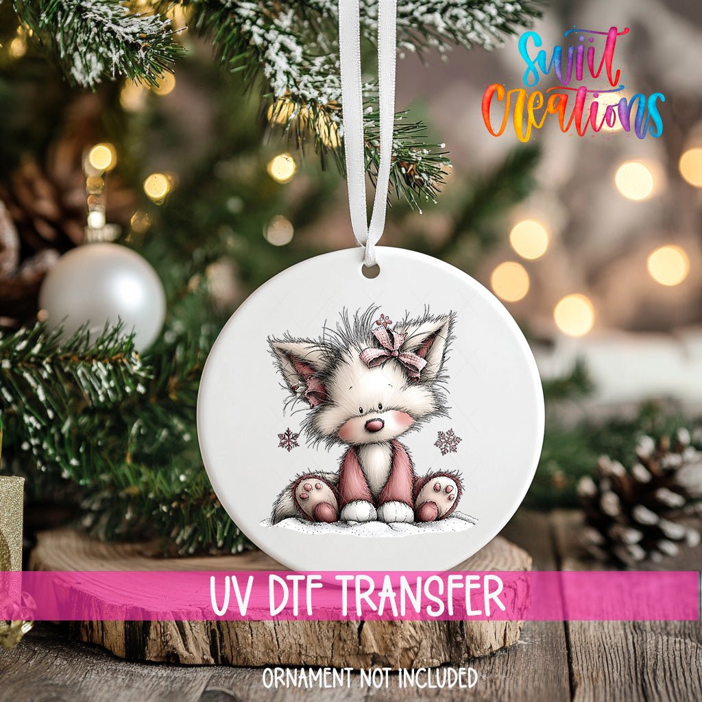 Cute Pink Fox With Bow UV DTF Ornament Transfer | O-1940 - Swiit Creations