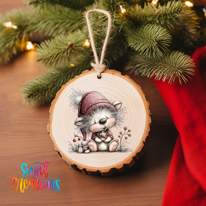 Cute Pink Hedgehog With Tiny Mouse UV DTF Ornament Transfer | O-1938 - Swiit Creations
