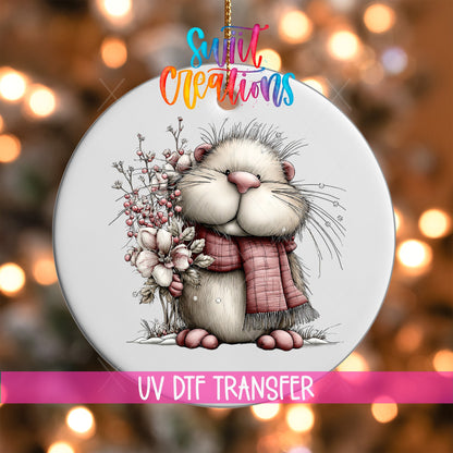Cute Pink Woodland Hamster UV DTF Ornament Transfer | O-1949 - Swiit Creations