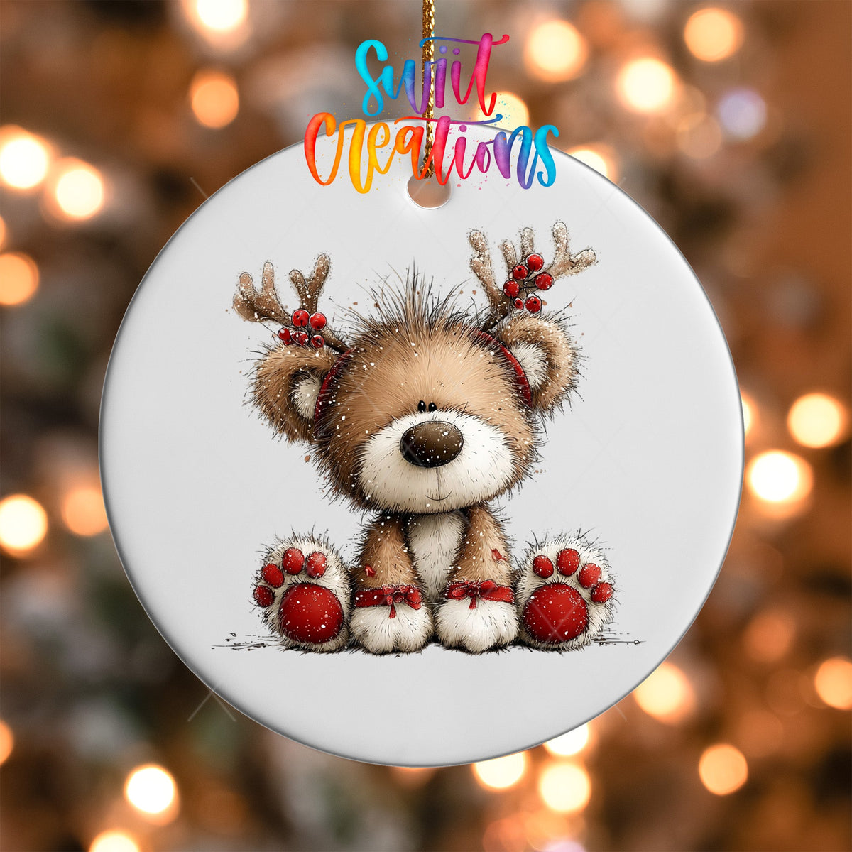 Cute Reindeer Teddy Bear UV DTF Ornament Transfer | O-1800 - Swiit Creations