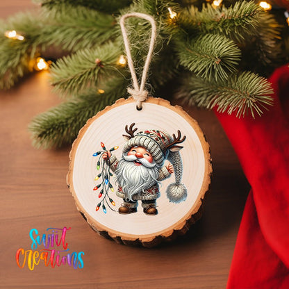 Cute Santa Gnome With Lights UV DTF Ornament Transfer | O-1111 - Swiit Creations