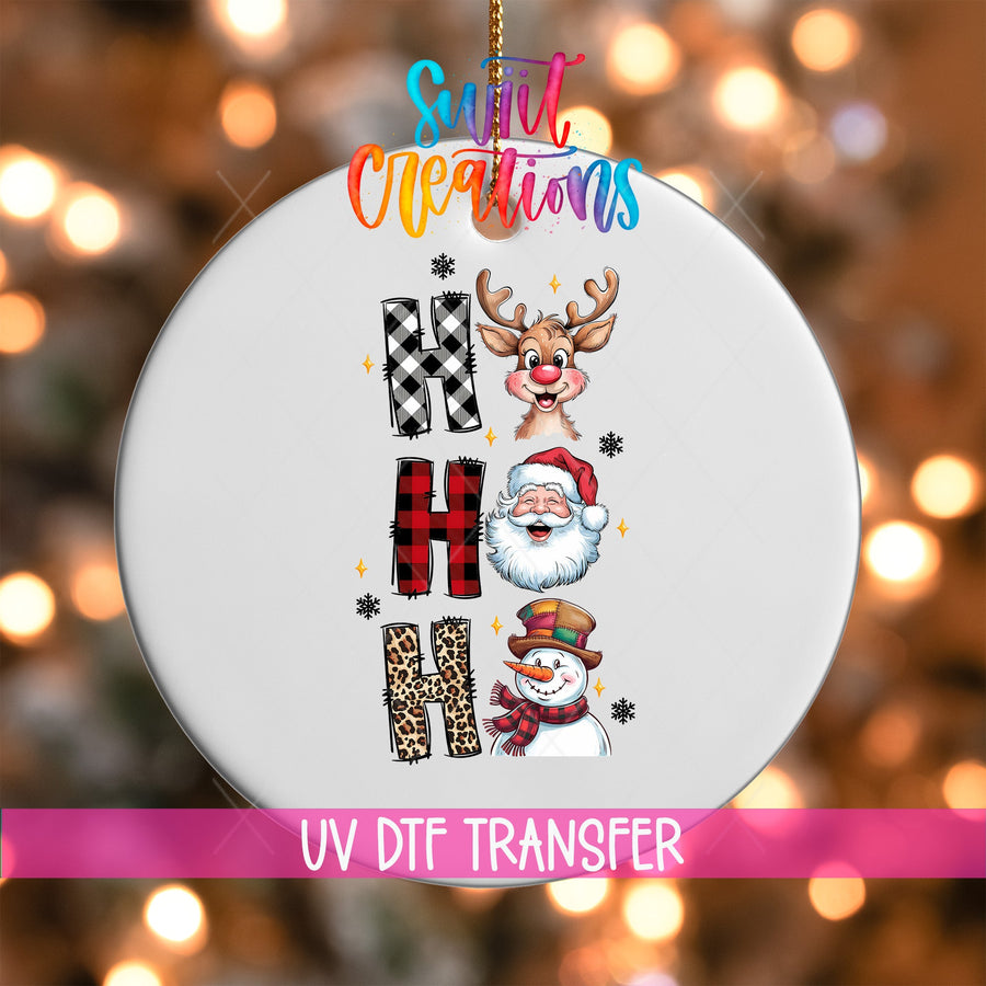 Cute Santa Snowman Merry Christmas UV DTF Ornament Transfer | O-1204