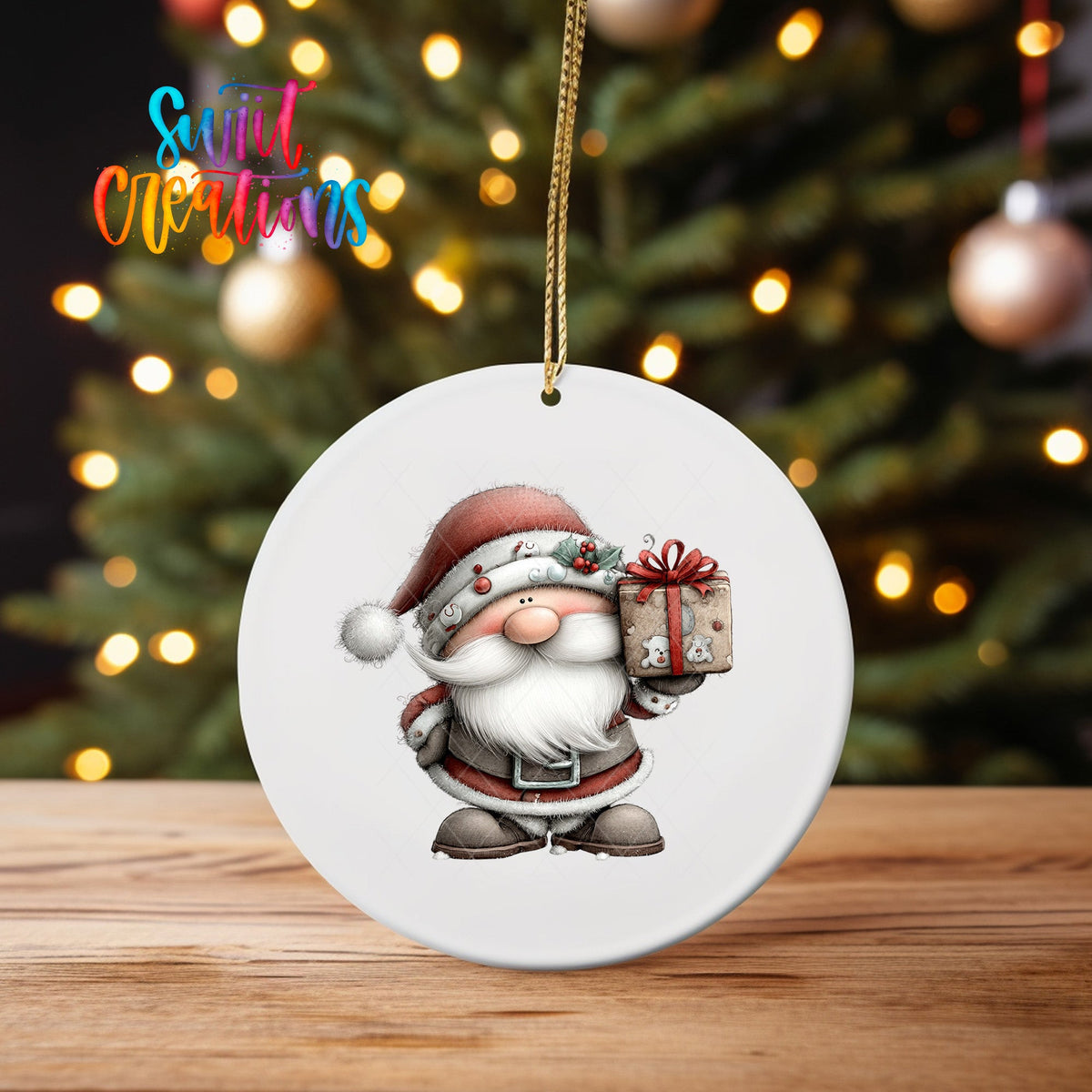 Cute Santa With Gift Christmas UV DTF Ornament Transfer | O-1973 - Swiit Creations