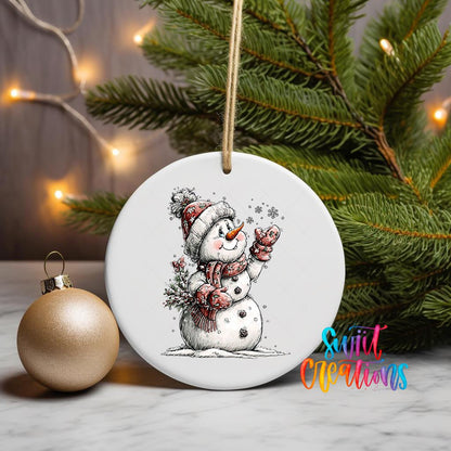 Cute Snowman With Snowflakes UV DTF Ornament Transfer | O-1841 - Swiit Creations