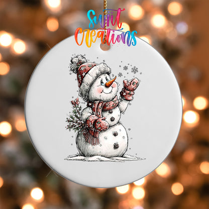 Cute Snowman With Snowflakes UV DTF Ornament Transfer | O-1841 - Swiit Creations