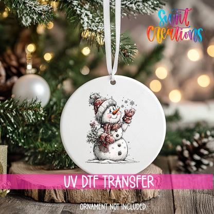 Cute Snowman With Snowflakes UV DTF Ornament Transfer | O-1841 - Swiit Creations