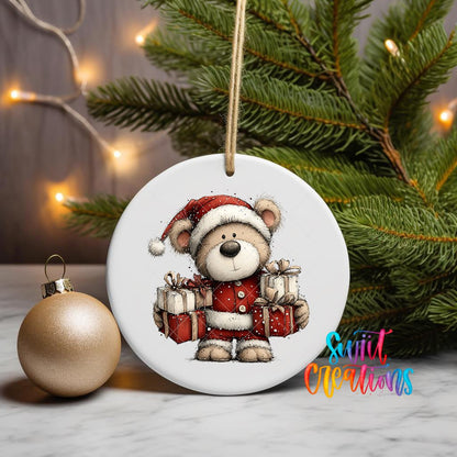 Cute Teddy Bear With Christmas Gifts UV DTF Ornament Transfer | O-1796 - Swiit Creations
