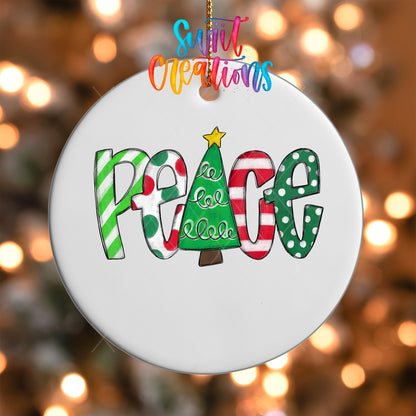 Cute Tree Christmas Peace Ornament UV DTF Decal | O-1562 - Swiit Creations
