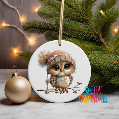 Cute Winter Owl Christmas UV DTF Ornament Transfer | O-1977 - Swiit Creations