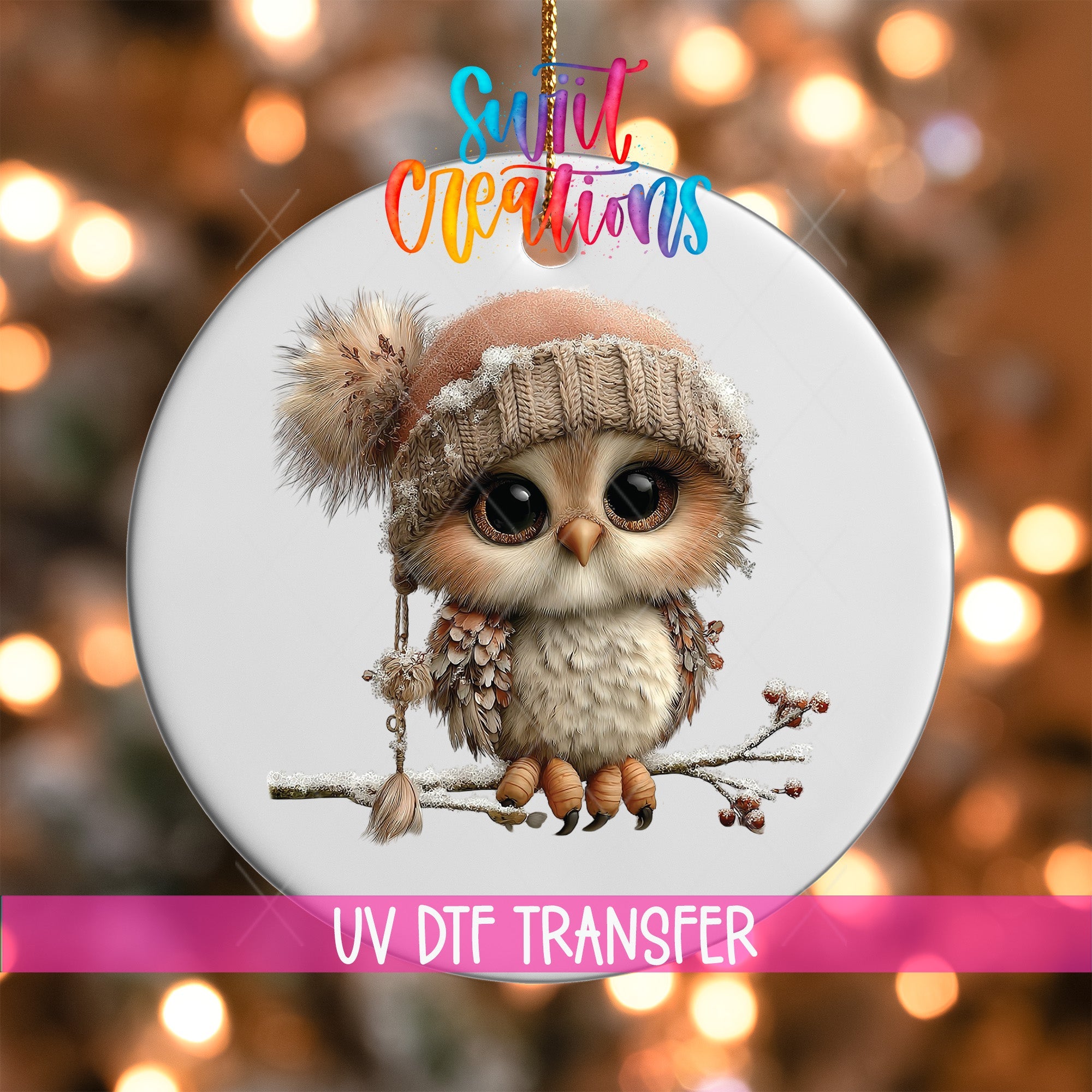 Cute Winter Owl Christmas UV DTF Ornament Transfer | O-1977 - Swiit Creations