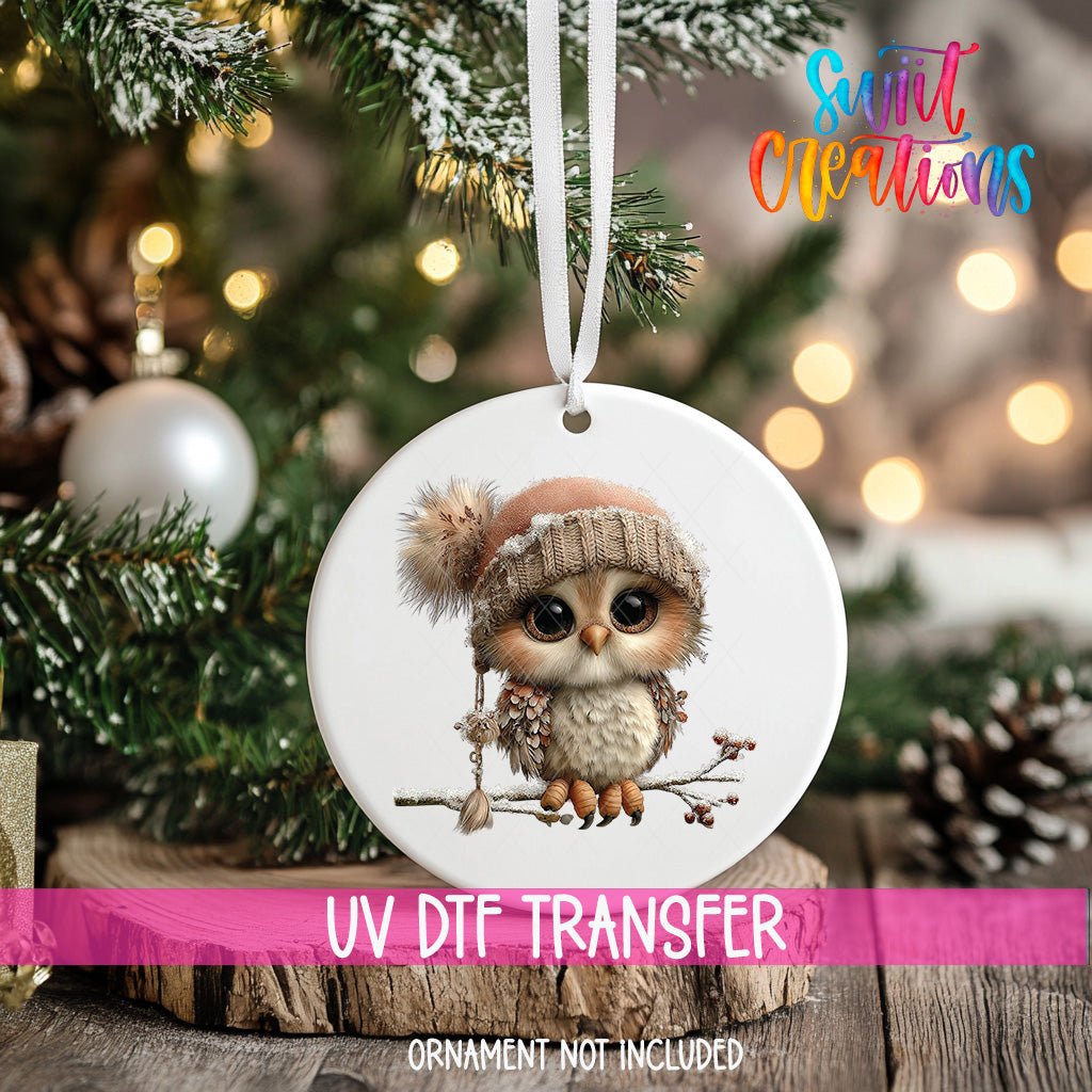 Cute Winter Owl Christmas UV DTF Ornament Transfer | O-1977 - Swiit Creations
