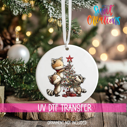 Cute Woodland Friends Decorating Tree UV DTF Ornament Transfer | O-1862 - Swiit Creations