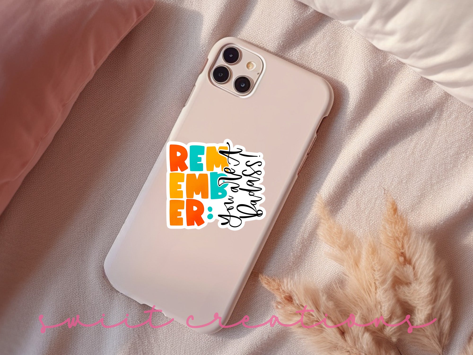 a phone case with a sticker on it