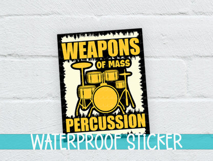 a sticker with a picture of a drum set on it
