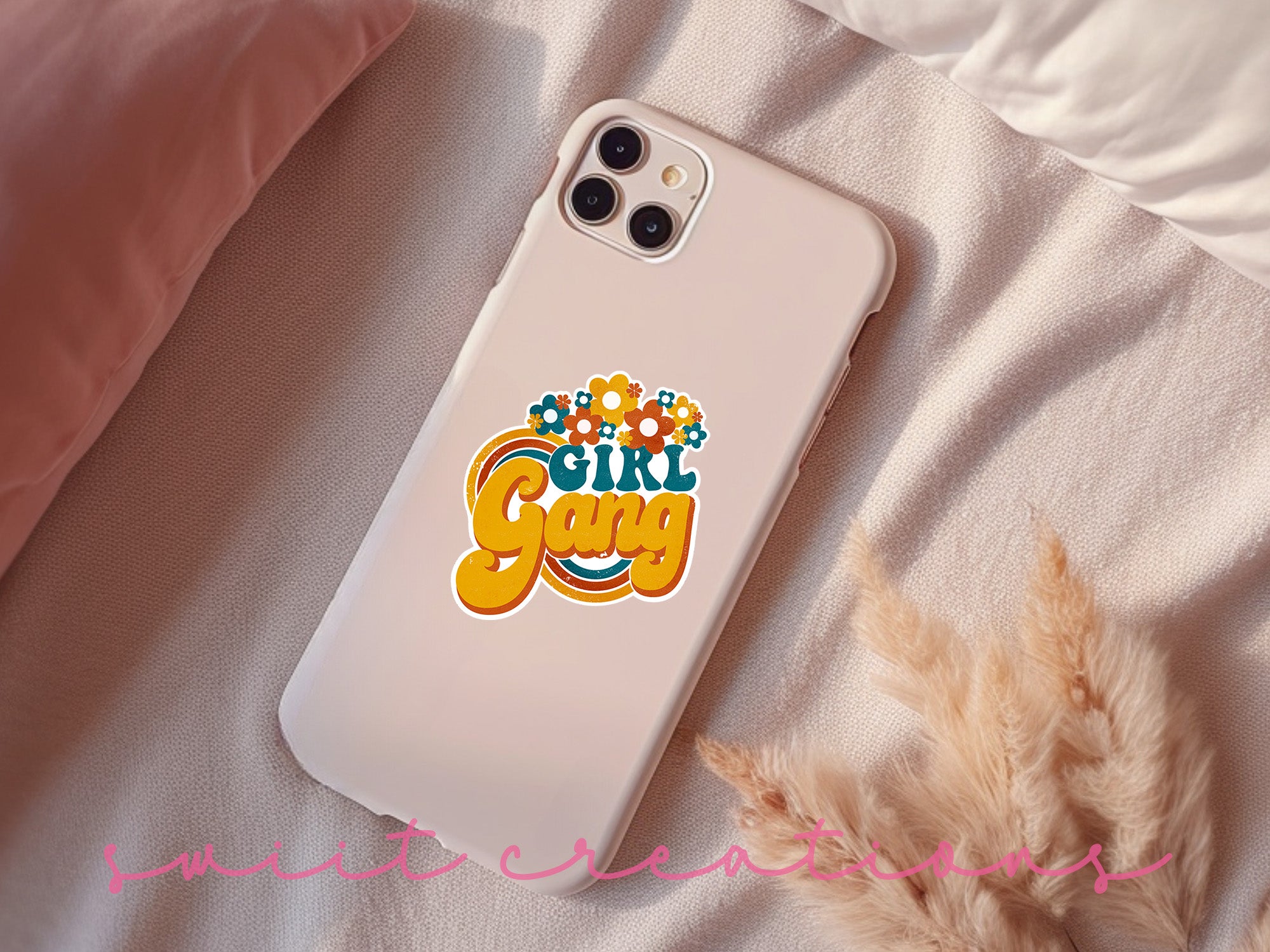 a phone case with the words girl gang on it
