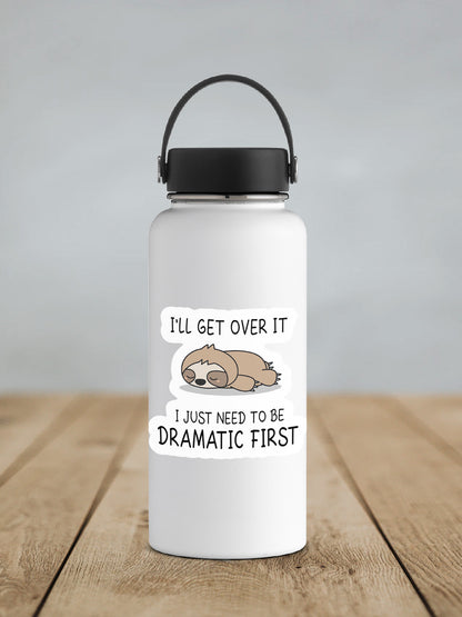 a white water bottle with a black lid on a wooden table