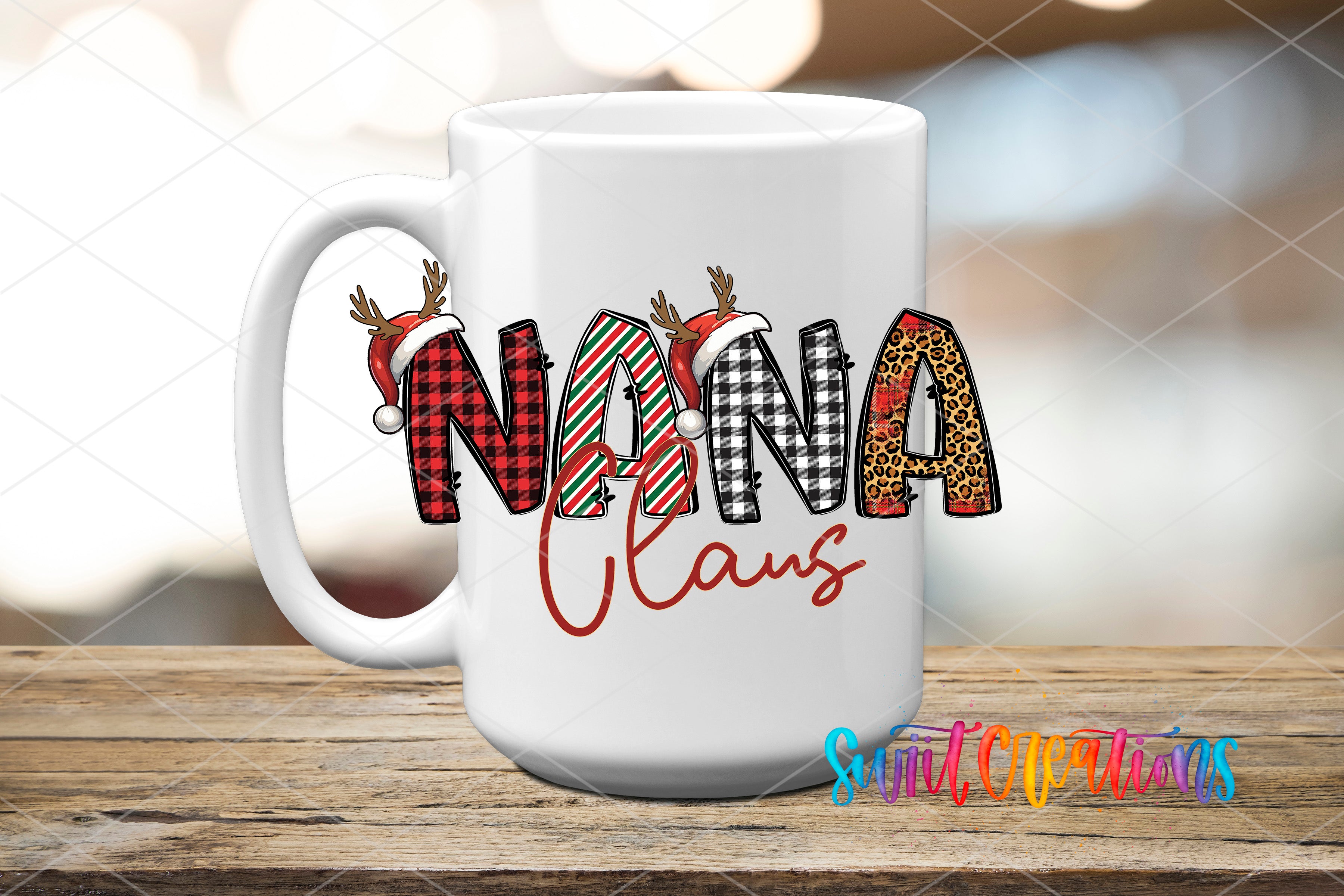 A white mug with the word "NANA" written on it in a stylized font, along with the phrase "NANA claws" below it.