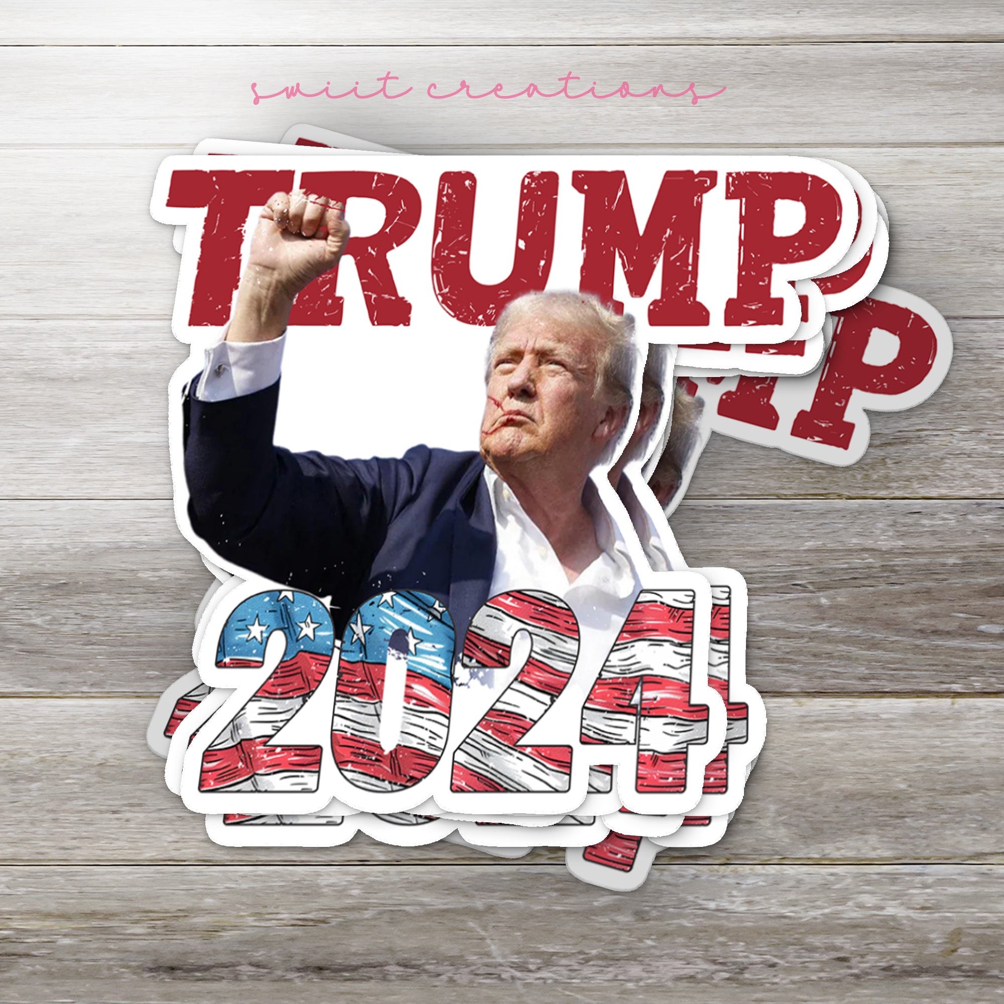 a sticker with a picture of a man in a suit