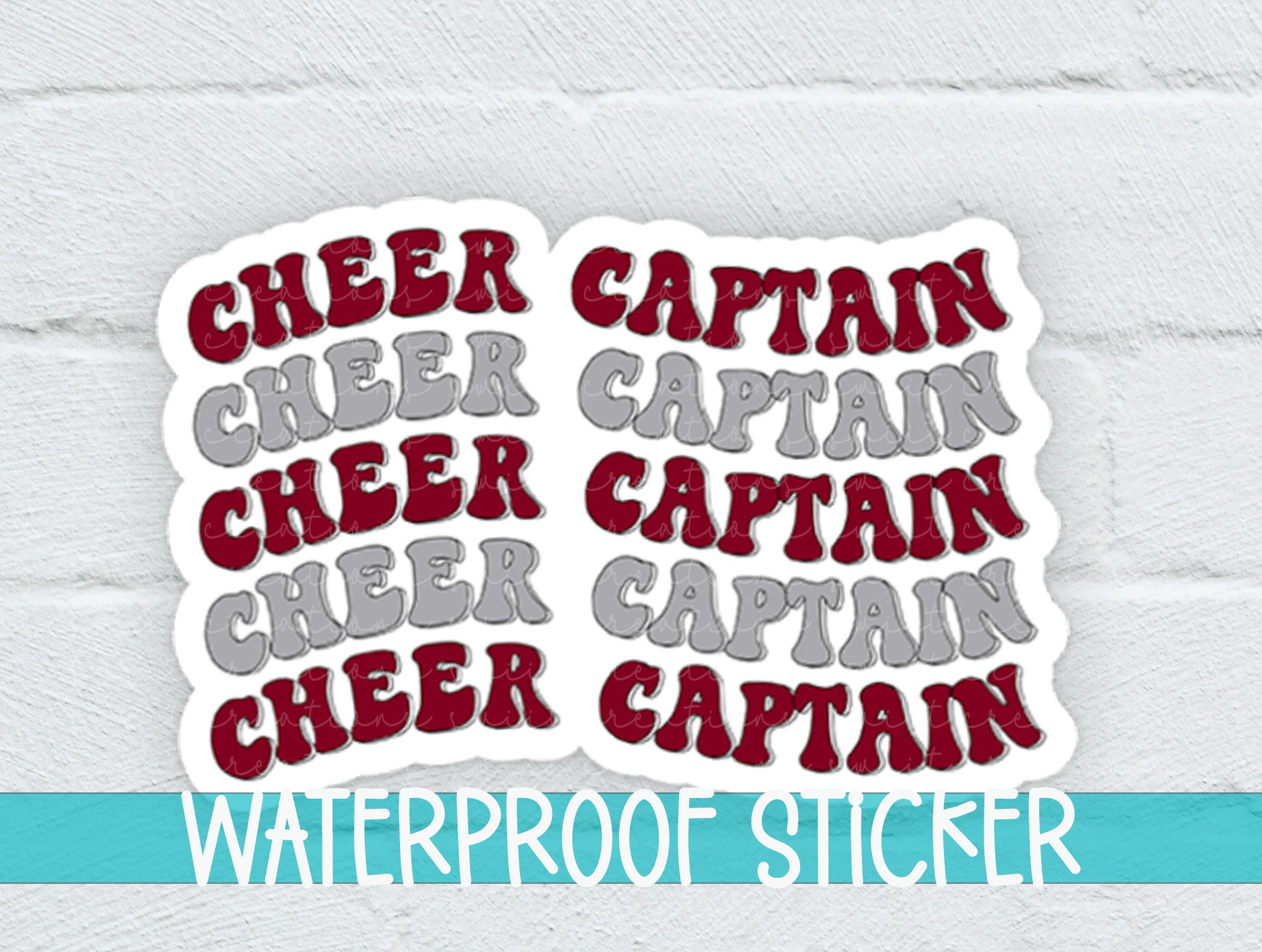 a sticker with the words, cheer captain, cheer captain, cheer captain,