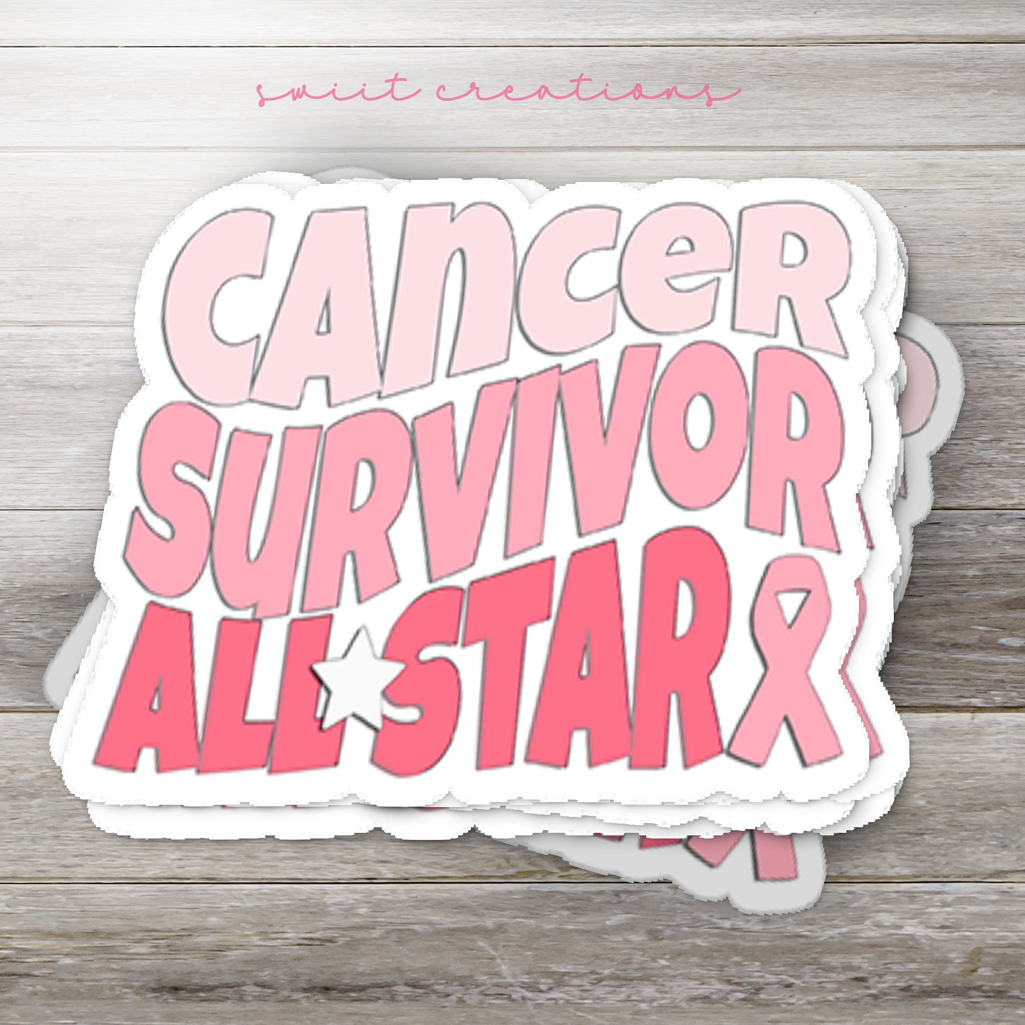 a pink sticker that says cancer survivor all star