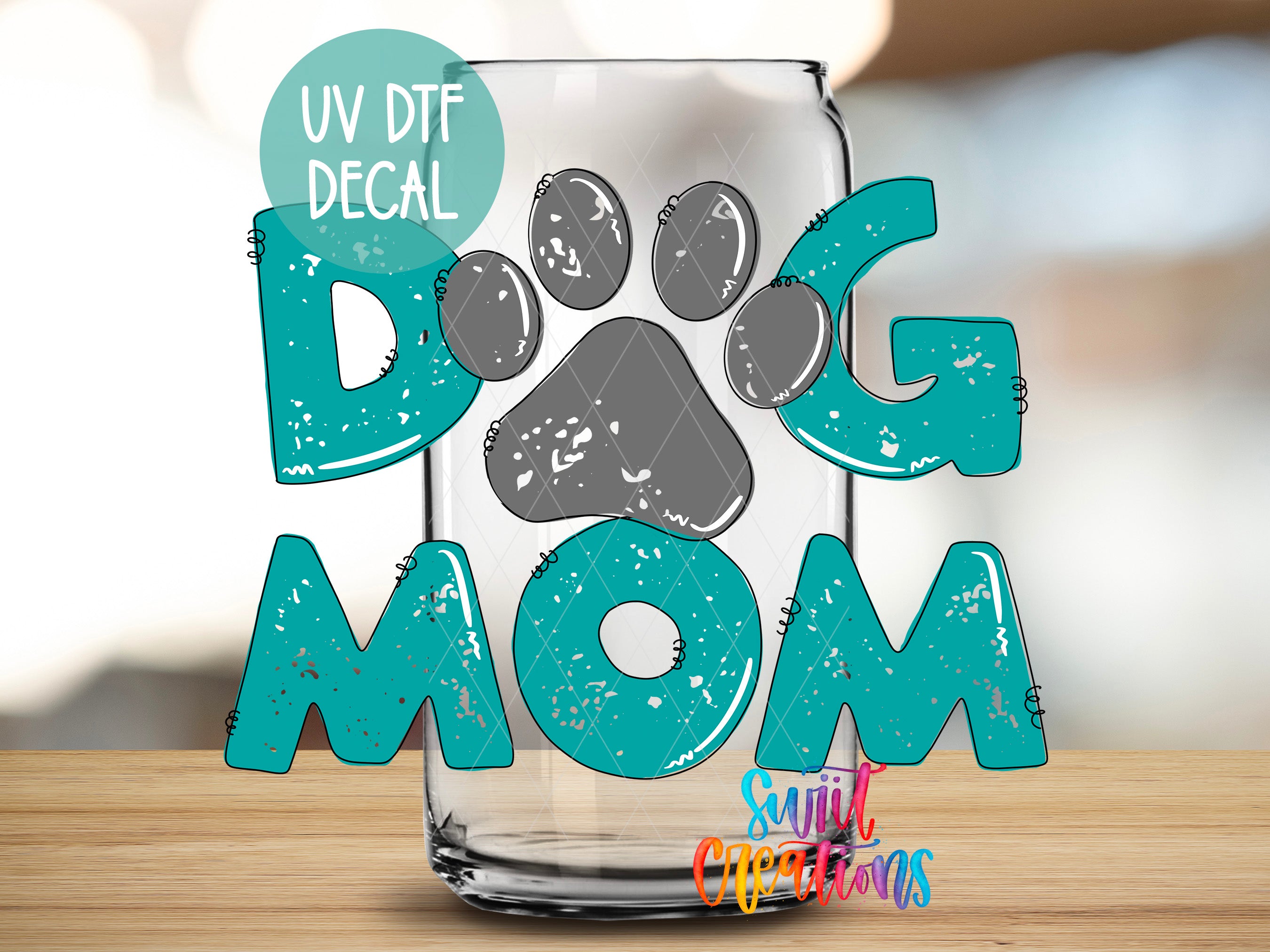a glass with a dog's paw on it
