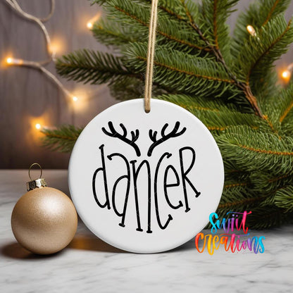 Dancer Reindeer UV DTF Ornament Transfer | Holiday Antler Script Ornament | O-022 - Swiit Creations