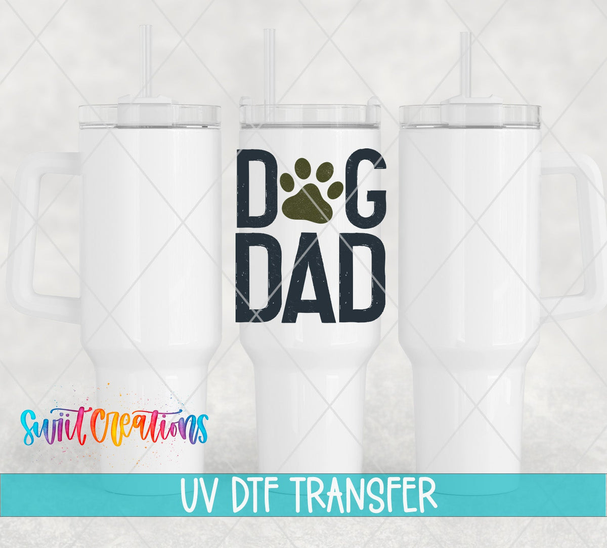 Dog Dad Paw Print UV DTF Cup Decal | UV160 - Swiit Creations