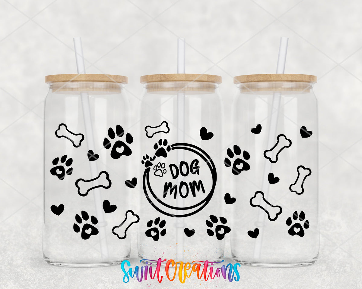 Dog Mom UV DTF Transfer Tumbler Wrap | Paw Print Bone Heart Pet Cup Decal | DTF016 - Swiit Creations
