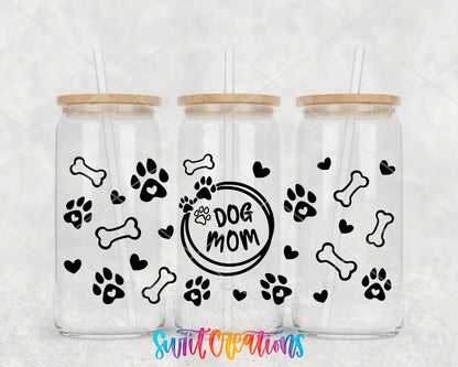 Dog Mom UV DTF Transfer Tumbler Wrap | Paw Print Bone Heart Pet Cup Decal | DTF016 - Swiit Creations