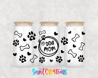 Dog Mom UV DTF Transfer Tumbler Wrap | Paw Print Bone Heart Pet Cup Decal | DTF016 - Swiit Creations