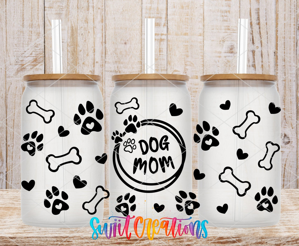 Dog Mom UV DTF Transfer Tumbler Wrap | Paw Print Bone Heart Pet Cup Decal | DTF016 - Swiit Creations