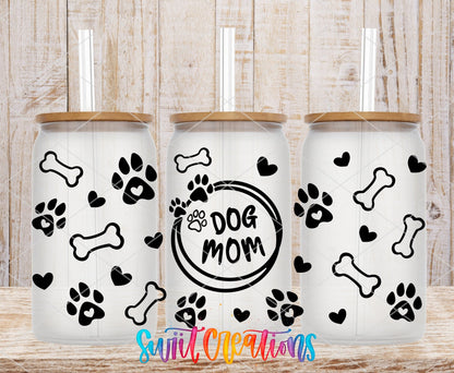 Dog Mom UV DTF Transfer Tumbler Wrap | Paw Print Bone Heart Pet Cup Decal | DTF016 - Swiit Creations