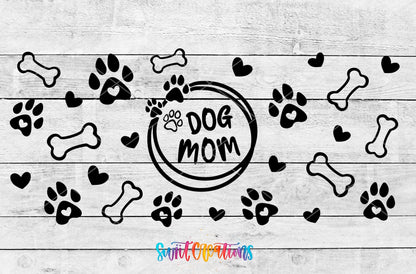 Dog Mom UV DTF Transfer Tumbler Wrap | Paw Print Bone Heart Pet Cup Decal | DTF016 - Swiit Creations