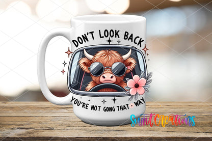 Don't Look Back Cow UV DTF Cup Decal | UV945 - Swiit Creations