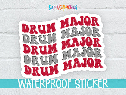 Drum Major Red and Grey Waterproof Vinyl Sticker | SS1616 - Swiit Creations