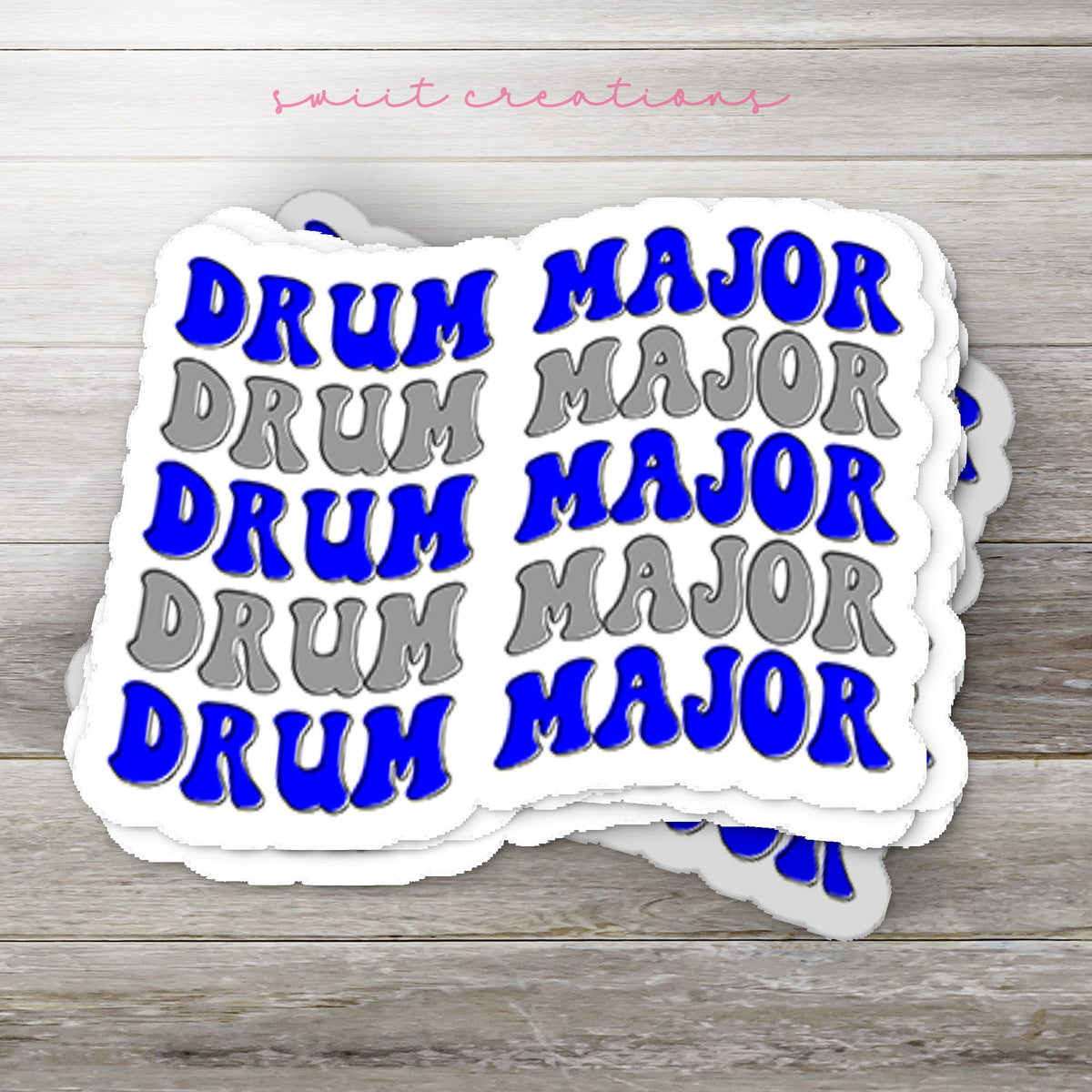 Drum Major Sticker Blue and Silver SS681 - Swiit Creations