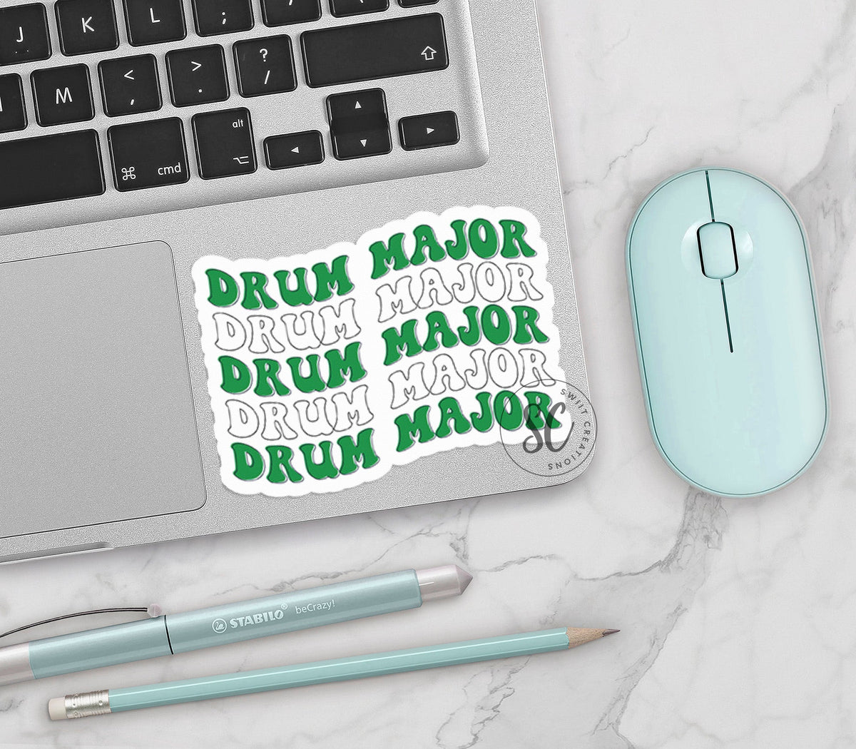 Drum Major Sticker Green and White SS836 - Swiit Creations