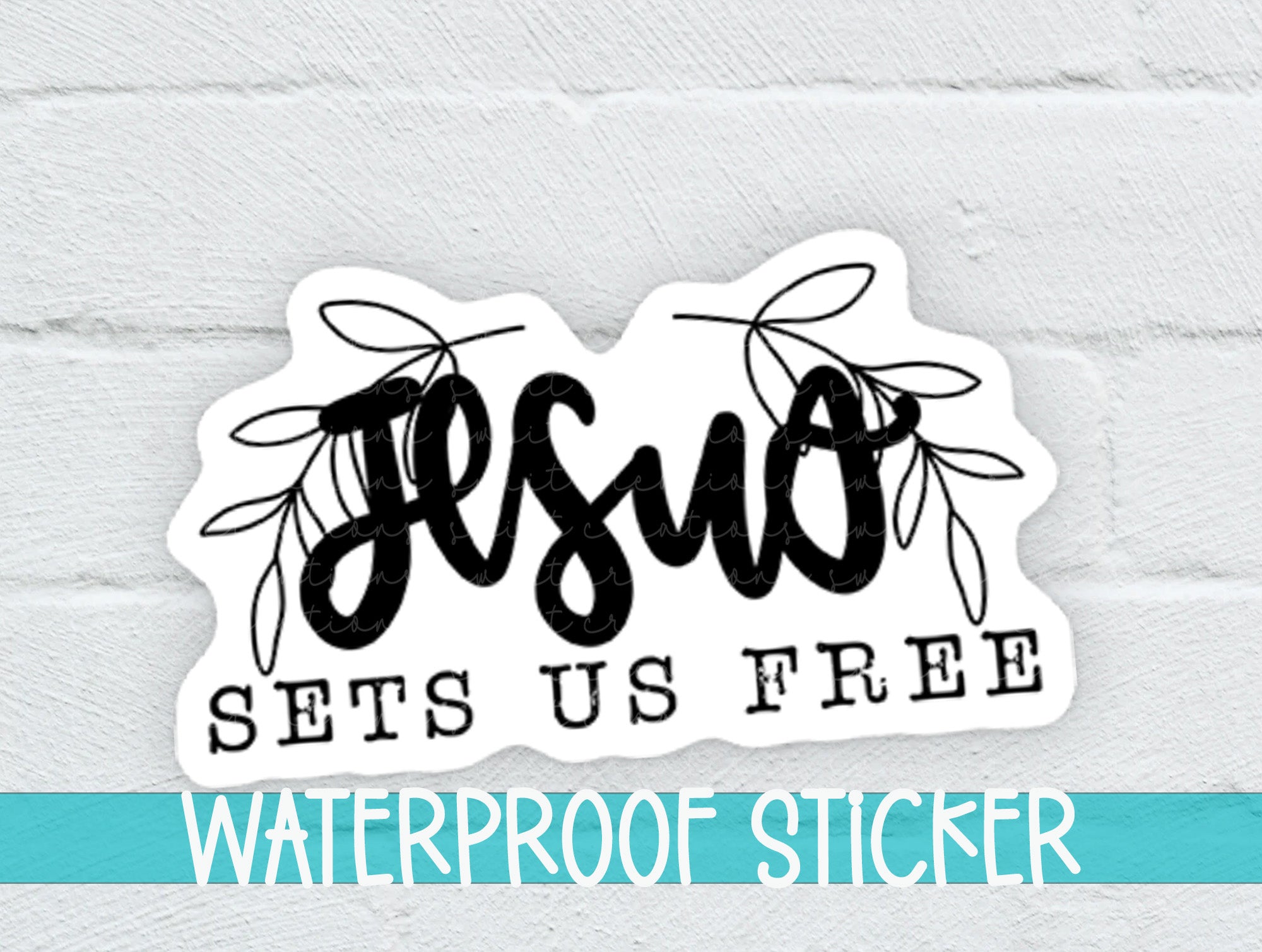 a sticker with the words, set us free waterproof sticker