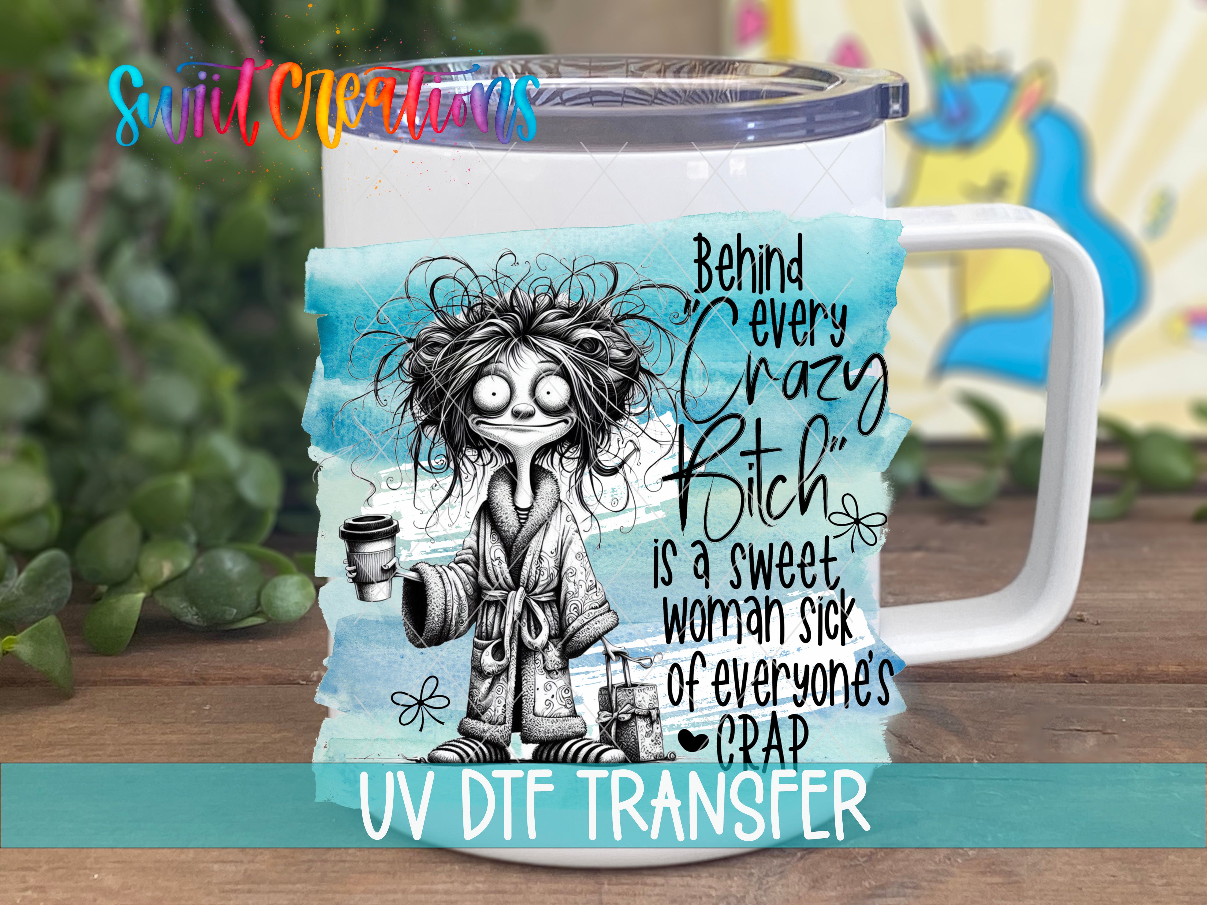 A mug with a cartoon character and text printed on it.