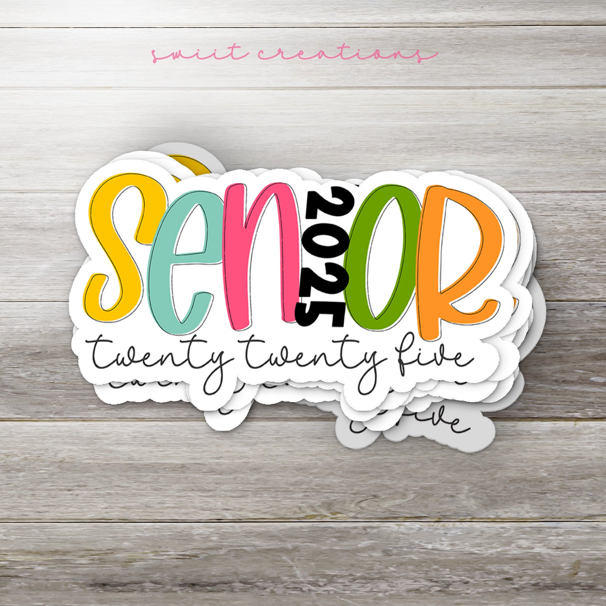 a sticker with the words senior on it